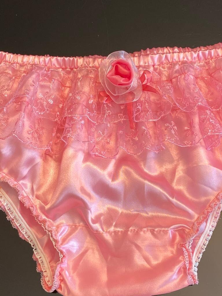 INDIGO SATIN FRILLY Sissy Panties Bikini Knicker Underwear Size 6-20