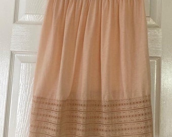 Soft Cotton Breathable Half Slip Underskirt Salmon pink,Colour With Extra Wide Cotton Lace Edging  S/ M/ L