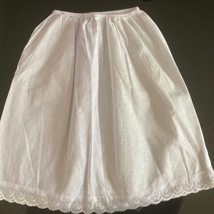 White Half Slip Anti Statics Petticoat 100%Cotton Handmade Underskirt Lightweight 40 in stock image 8