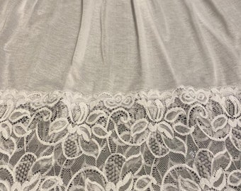 Cotton Very Soft Pure White Skirt, Comfortable Light Weight Skirt, Petticoat, Half Slip, Underskirt Handmade Beautiful Skirt With Broad Lace