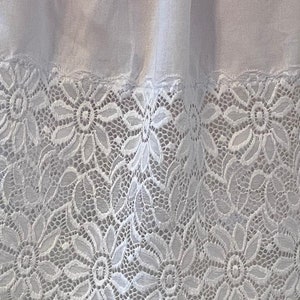 Handmade ,Summer skirt Pure White Cotton Viscos Skirt, Petticoat, with Wide Lace Hem flowery Scalloped Lace Lightweight,  Length 21&quot;