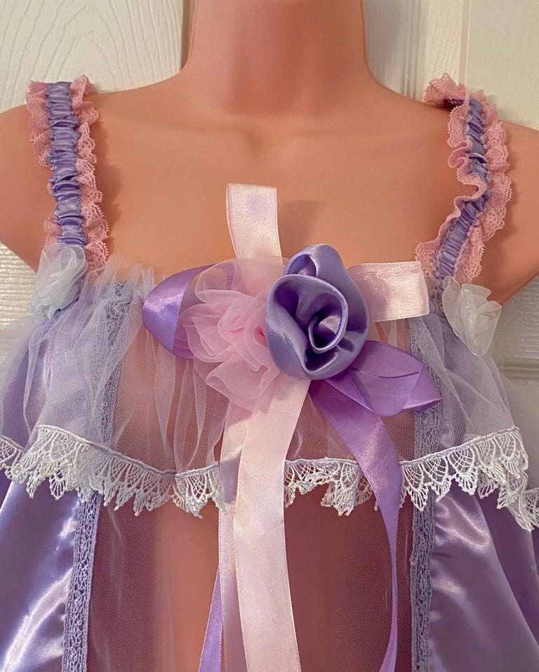 Vêtements de nuit silk pour femmes et apos;s, robe de nuit sexy de poupée  de bébé de Sissy