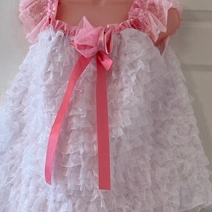 Sissy Baby Doll Nighty Pure White and Pink Soft ,Ruffle Sheer Negligee Dress Set, Cami top Pantie, Men&#39;s and Women Lingerie