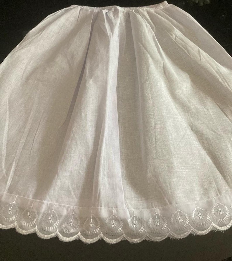 White Half Slip Anti Statics Petticoat 100%Cotton Handmade Underskirt Lightweight 40 in stock image 7