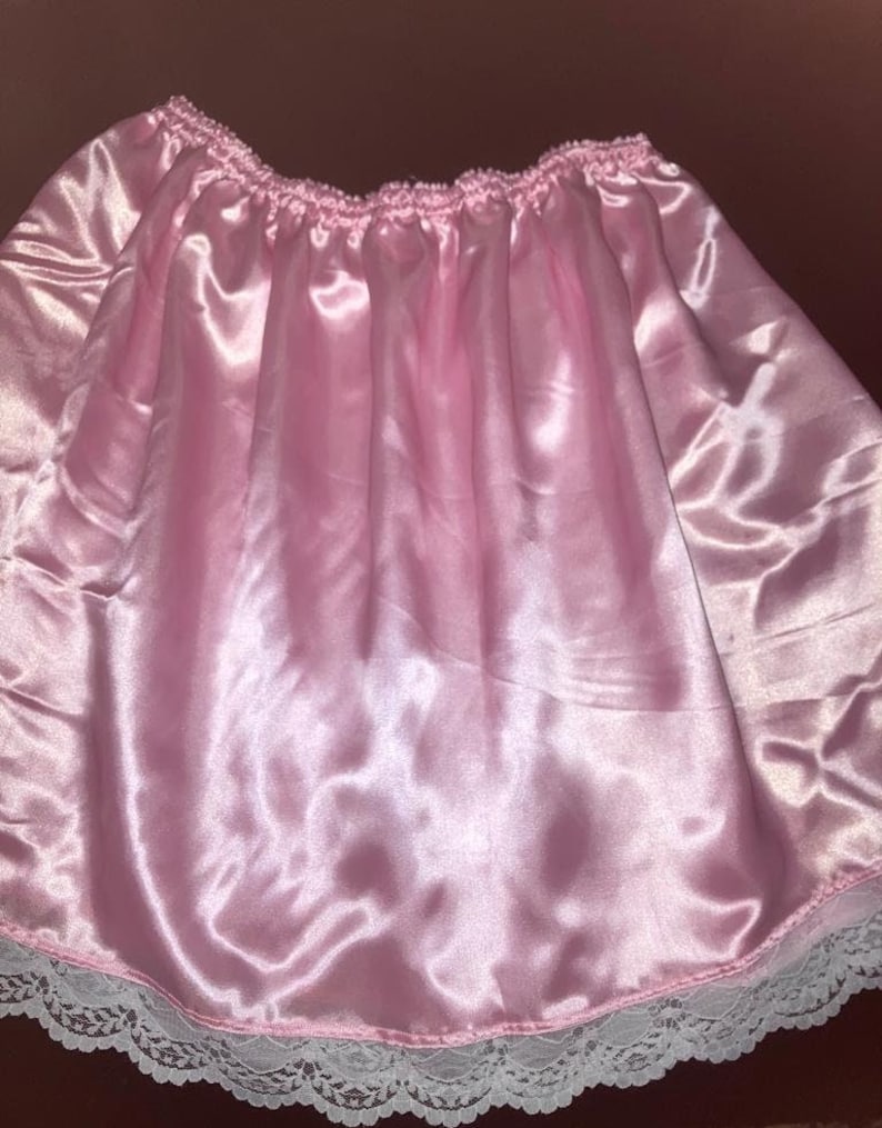 Unisex Silky Satin Baby Pink Colour Mini/short,skirts,/half Slip, Sissy ...