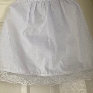 100% Cotton Half Slip ,Anti Statics Petticoat Pure White,Lightweight , Extra Wide soft Lace Edging S/M/L/XL