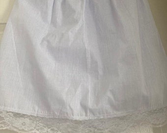 100% Cotton Half Slip ,Anti Statics Petticoat Pure White,Lightweight , Extra Wide soft Lace Edging S/M/L/XL