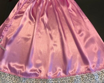 Women Silky Satin Slip Skirt/Petticoat ,Half Slip Purplish Pink ,Unisex, Sissy ,Beautiful Short Skirt UK Size S/M/L/XL