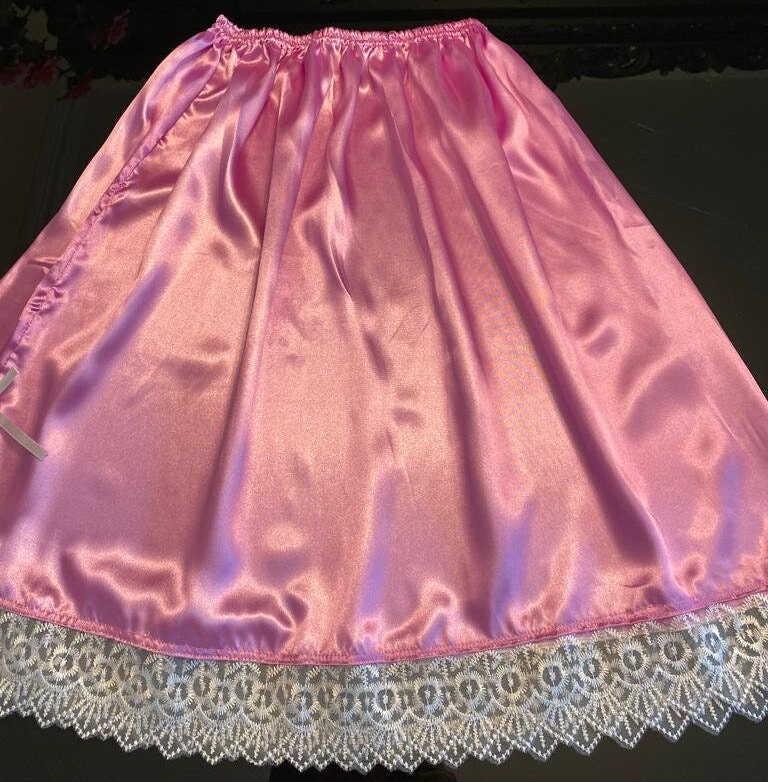 Women Silky Satin Slip Skirt/petticoat ,half Slip Purplish Pink ,unisex ...