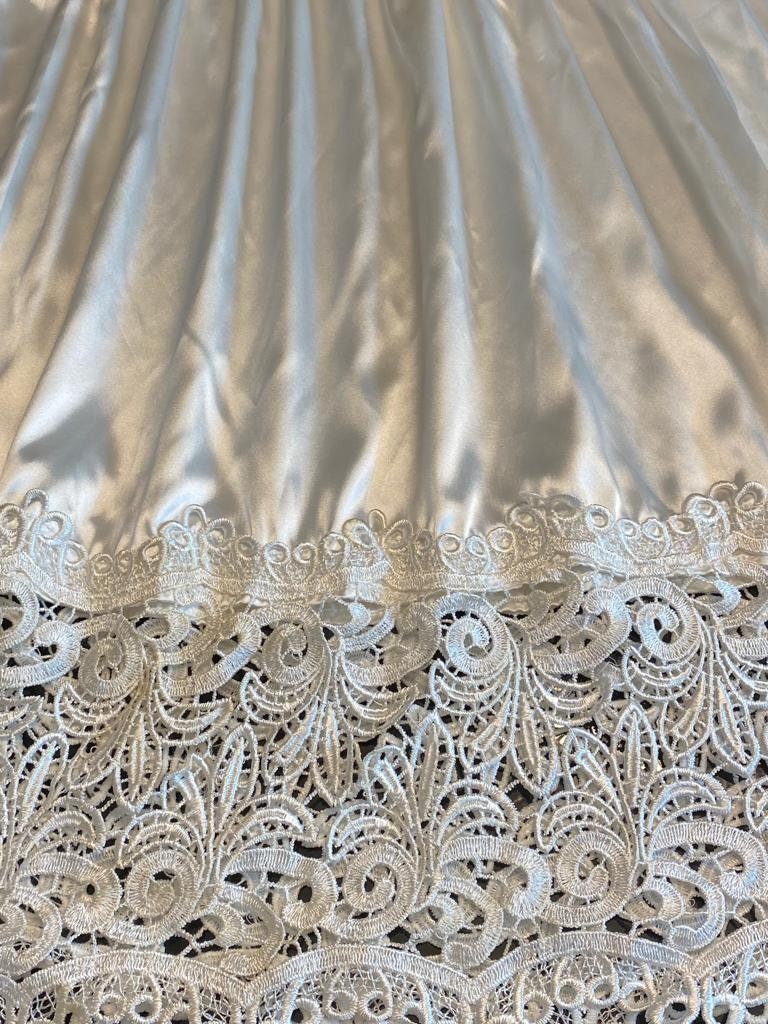 Classic White Embellished Satin Silk Skirt Set main image 1