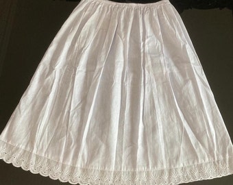 White Half Slip Anti Statics Petticoat  100%Cotton Handmade Underskirt Lightweight  40 in stock