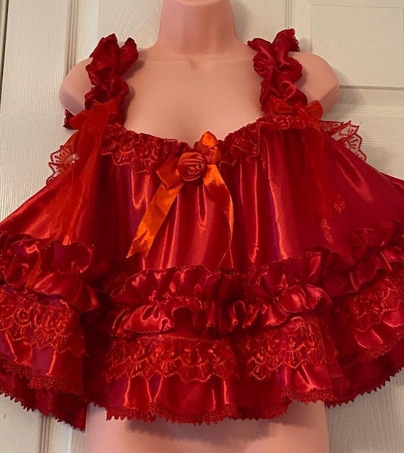 red satin babydoll dress Red High Neckline Birthday Dress | Ms Perfect Babydoll | Size S | Ellae Lisque