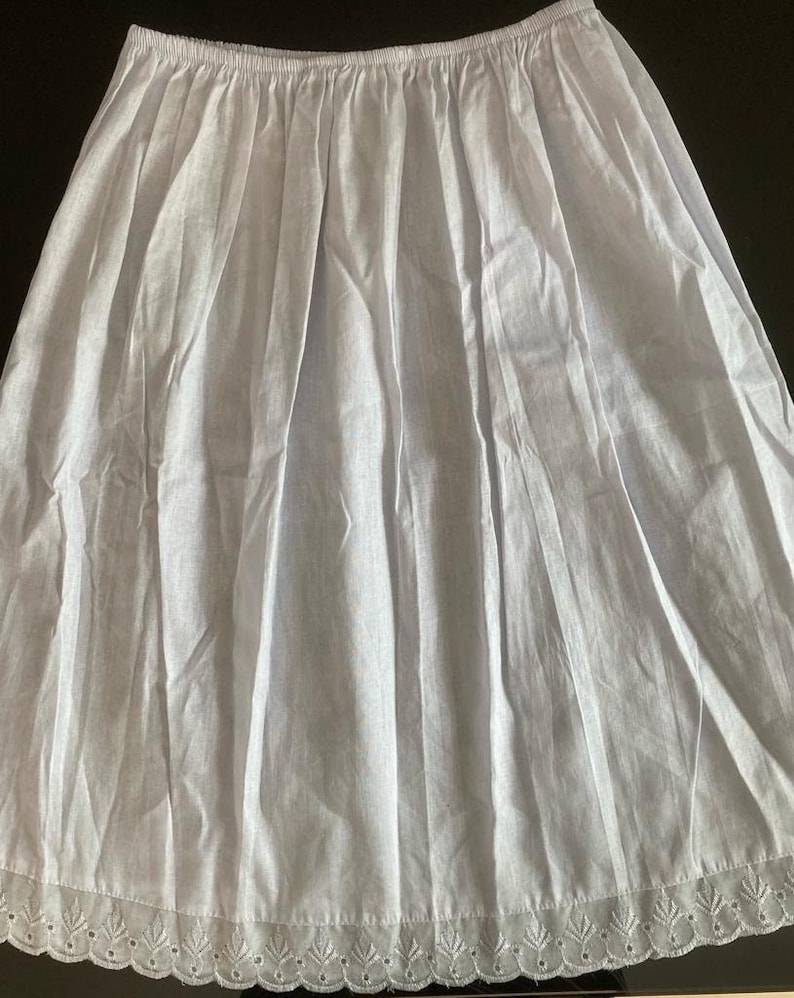 White Half Slip Anti Statics Petticoat 100%Cotton Handmade Underskirt Lightweight 40 in stock image 3