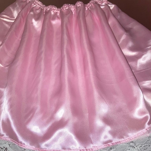 Unisex Silky  Satin Baby pink colour  Mini/Short,Skirts,/Half Slip, Sissy Beautiful  Skirts waist  size -S-XL (26"-38")UK Free Delivery