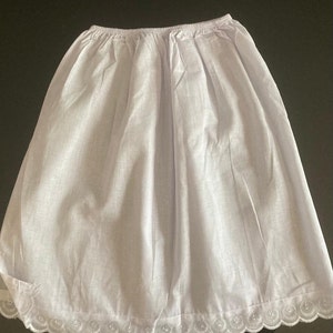 White Half Slip Anti Statics Petticoat 100%Cotton Handmade Underskirt Lightweight 40 in stock image 9