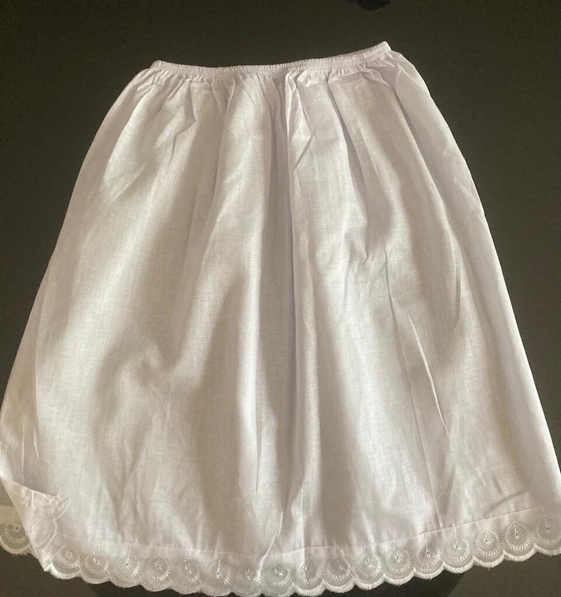 White Half Slip Anti Statics Petticoat 100%Cotton Handmade Underskirt Lightweight 40 in stock image 9