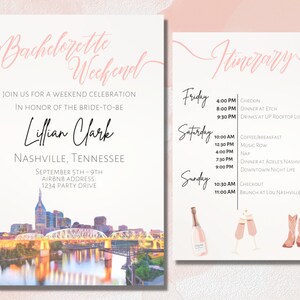 Nashville Tennessee Bachelorette Party Einladung und Route | Digitale oder druckbare Einladungen | Canva Individualisierbare Vorlage