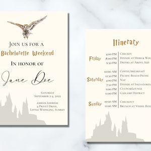 Wizard Themed Bachelorette Party Invitation and Itinerary | Canva Digital Design for Witches and Wizards | Bachelor or Bachelorette Party