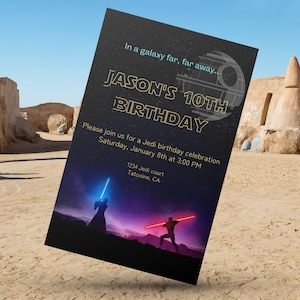 Star Wars Birthday Party Invitation | Canva Editable Template For Children&#39;s Birthday Party | Jedi Themed Birthday Invite, Digital Download