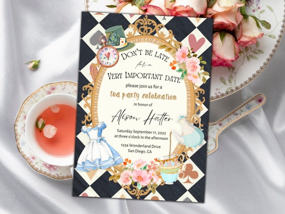 Tea Party Bridal Shower Alice In Wonderland Invite