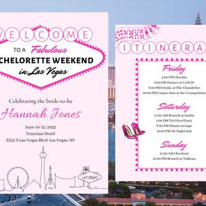 Las Vegas Bachelorette Weekend Invitation and Itinerary | Bachelorette Party Bundle | Editable Canva Template Invite