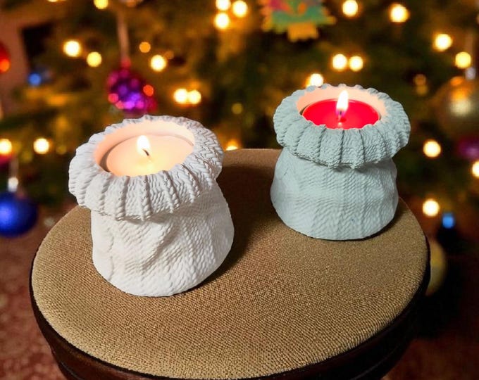 Tealight holder, candle holder in knit