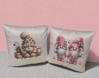 Decorative cushion 40 x 40 cm, Christmas cushion with gnomes