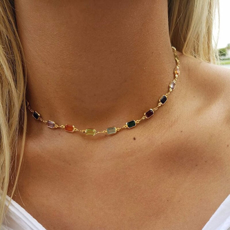 Iconic Boho Choker Necklace with Multicolored Beads in Metal Alloy by TLB