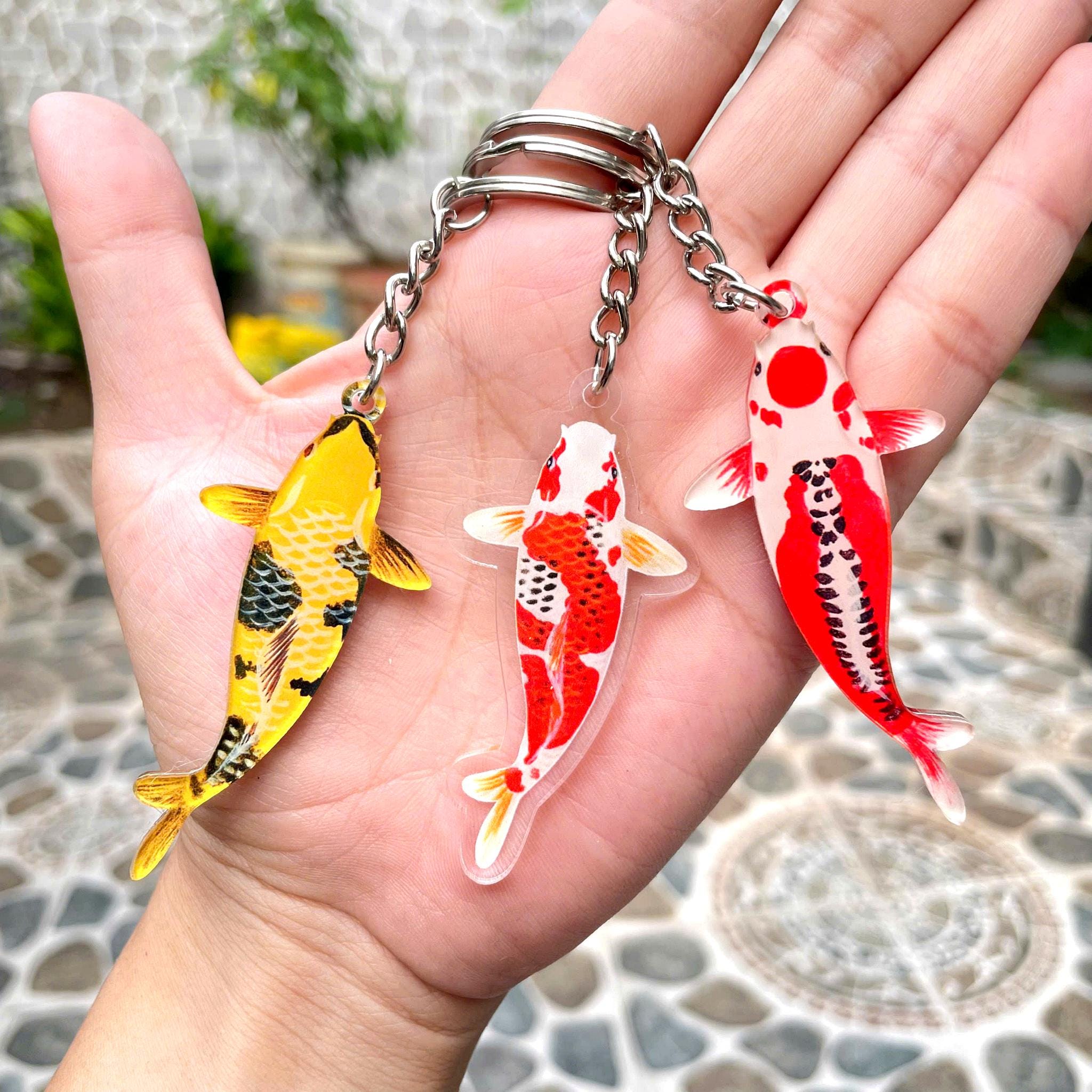 Koi Fish Keychain – 2D Acrylic Aquarium Charm, 52 Styles Available