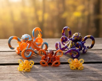 Figura de pulpo de resina – Mini escultura pintada a mano, opciones de 2 a 15 cm para la decoración del acuario.