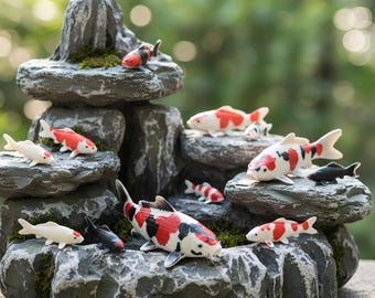 Random and Custom Koi Resin Figurine – Hand-Painted Mini Sculpture, 2–15 cm Options