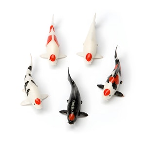 Tancho Koi Fish Figurine – Realistic Resin Miniature – Handcrafted Mini Collectible – Colorful Aquarium, Home & Office Decor