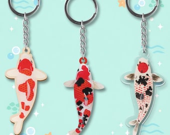 Koi Fish Keychain – 2D Acrylic Aquarium Charm, 52 Styles Available