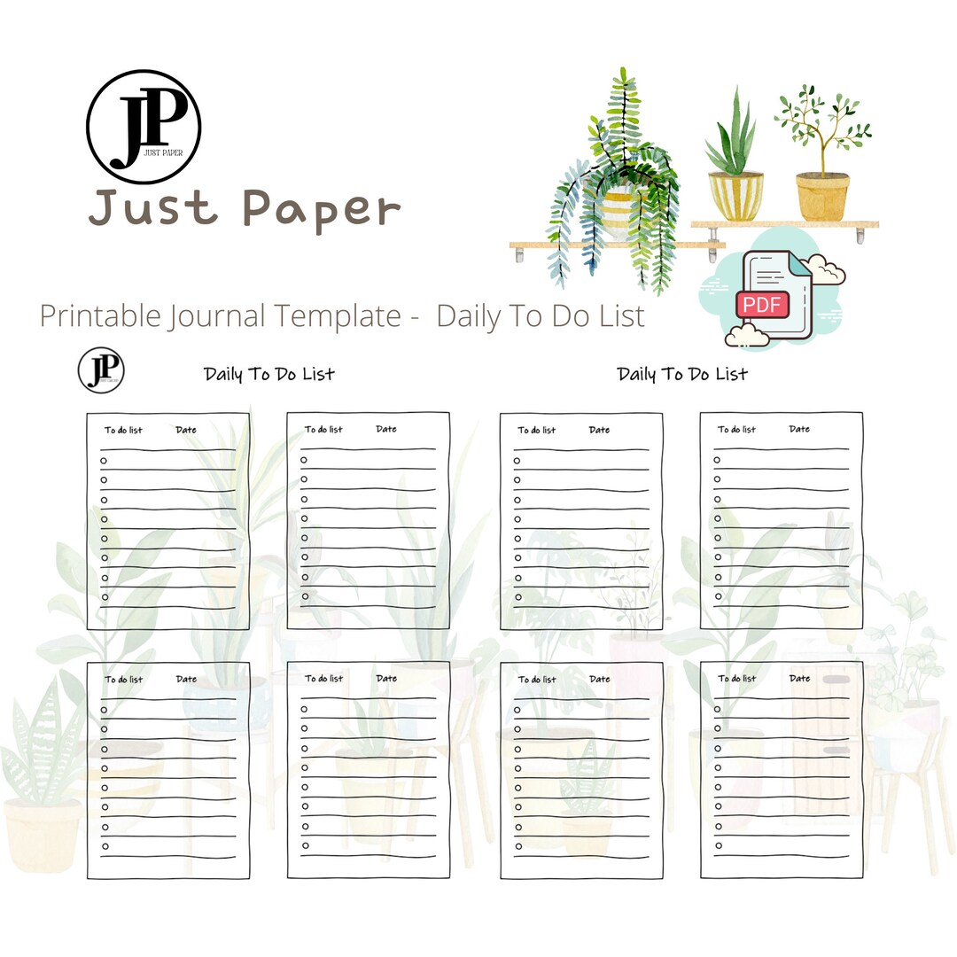 Just Paper A4 Size Printable Journal Template Daily to Do - Etsy