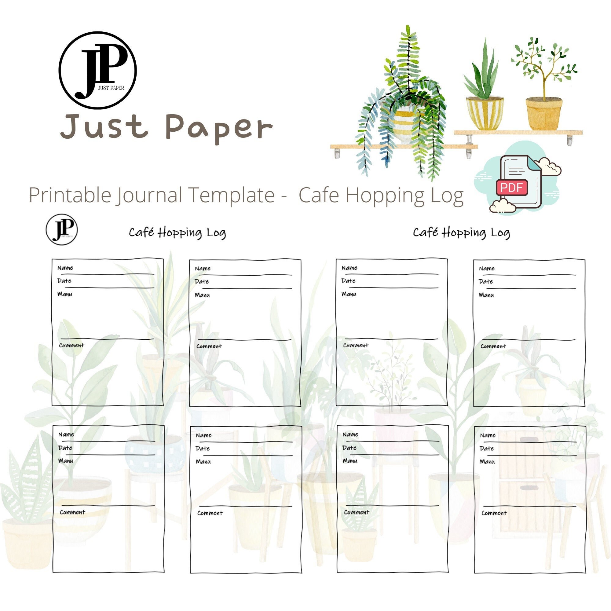 Just Paper A4 Size Printable Journal Template Cafe Hopping - Etsy
