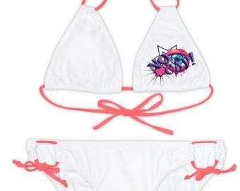 Ensemble bikini troisième œil sans bonnet, Maillot de bain sans bonnet, Maillots de bain design, Idée cadeau d'été, Maillots de bain roses, Bikini deux pièces