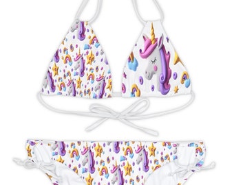 Lisa Frank Unicorn Design Bikini, Unicorn Swimwear, Lisa Frank Style Swimsuit, Unicorn Beach Attire, Summer Gift Idea, 2 Piece Bathing Suit