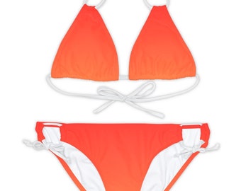 Zweifarbiger zweiteiliger Bikini-Set, zweifarbiger Badeanzug, Bikini mit verstellbaren Trägern, Sommer-Geschenkidee, Pool-Kleidung, Strandbekleidung
