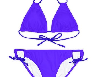Ensemble bikini deux pièces violet, maillot de bain violet, bikini avec bretelles réglables, idée cadeau été, tenue de piscine, vêtements de plage, cadeau pour elle