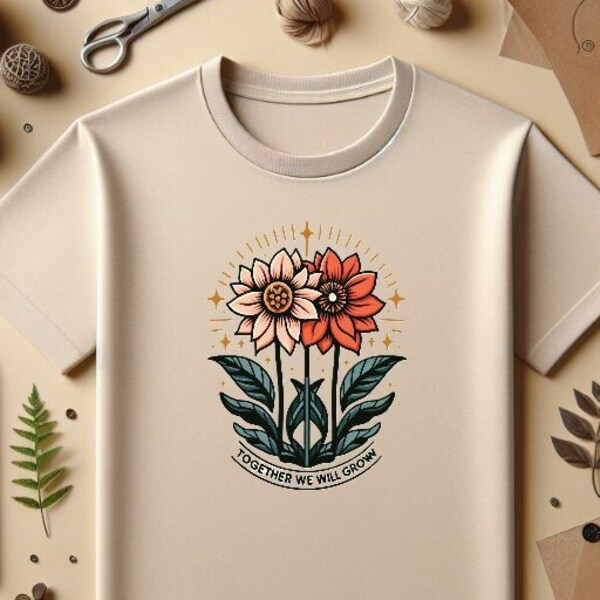 Together We Will Grow Shirt, Unity T-Shirt, Growth Shirt, Floral Design, Floral Shirt, Spring Gift Idea