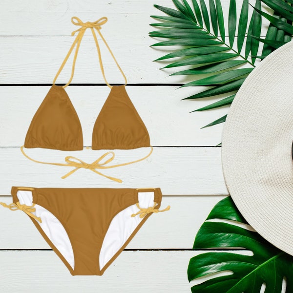 Brown Two Piece Bikini Set, Brown Swimsuit, Bikini With Adjustable Straps, Summer Gift Idea, Beach Apparel, Gift for Her