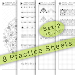 8 Mandala Practice Sheets (Set-2) in PDF/JPG for Mandala Practice and Art Therapy | Instant Digital download in A4 size