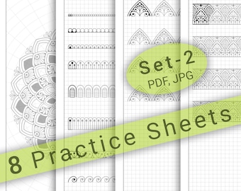 8 Mandala Practice Sheets (Set-2) in PDF/JPG for Mandala Practice and Art Therapy | Instant Digital download in A4 size