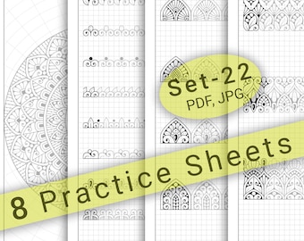 8 Mandala Practice Sheets (Set-22) in PDF/JPG for Mandala Practice and Art Therapy | Instant Digital download in A4 size