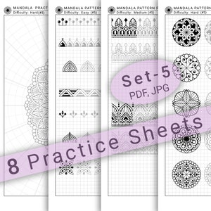 8 Mandala Practice Sheets (Set-5) in PDF/JPG for Mandala Practice and Art Therapy | Instant Digital download in A4 size