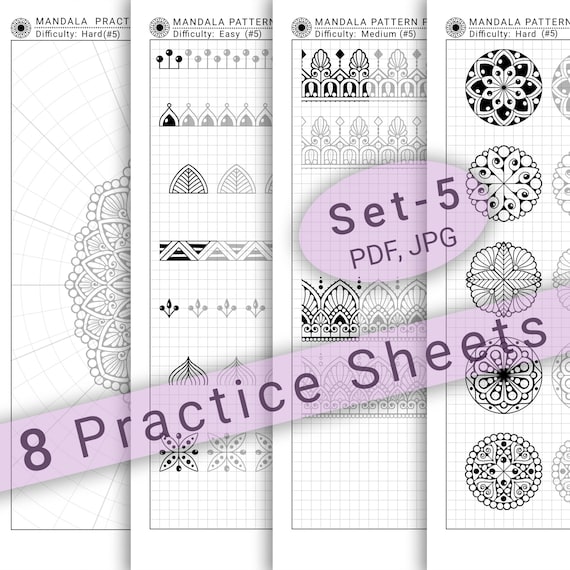 8 Mandala Practice Sheets set-5 in PDF/JPG for Mandala - Etsy