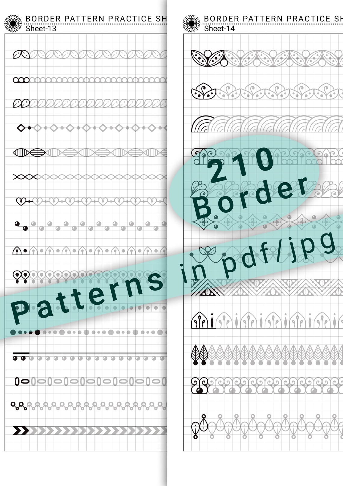 210 Easy Basic Border Patterns to Practice in PDF/JPG for Mandala ...