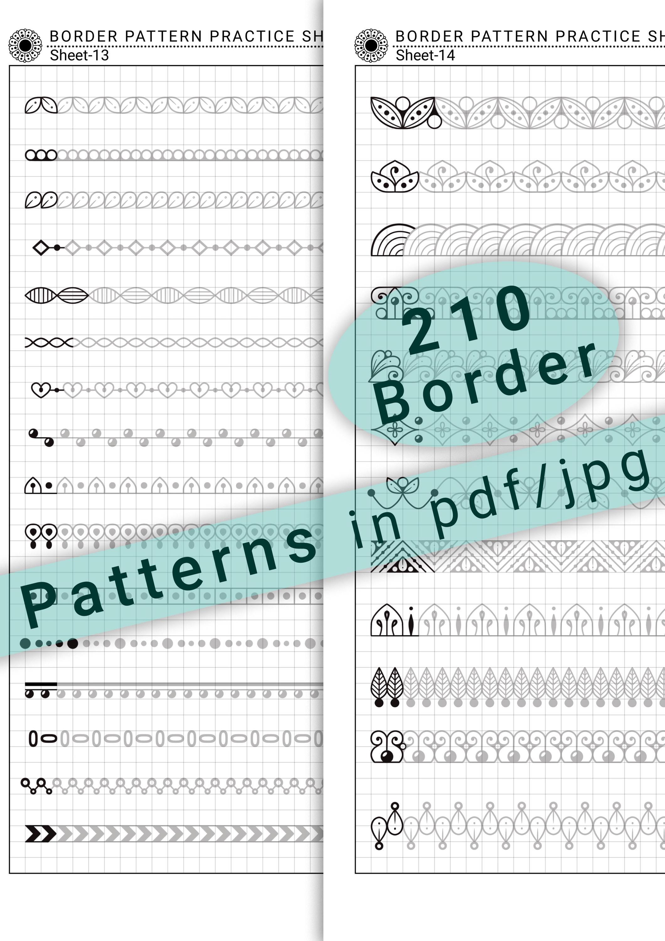 210 Easy Basic Border Patterns to Practice in PDF/JPG for Mandala ...