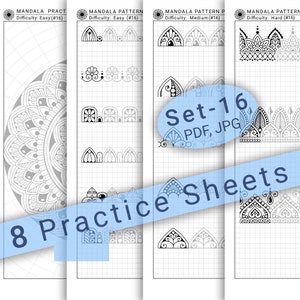 8 Mandala Practice Sheets (Set-16) in PDF/JPG for Mandala Practice and Art Therapy | Instant Digital download in A4 size