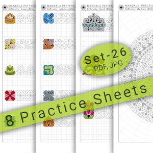 8 Mandala Practice Sheets (Set-26) in PDF/JPG for Mandala Practice and Art Therapy | Instant Digital download in A4 size